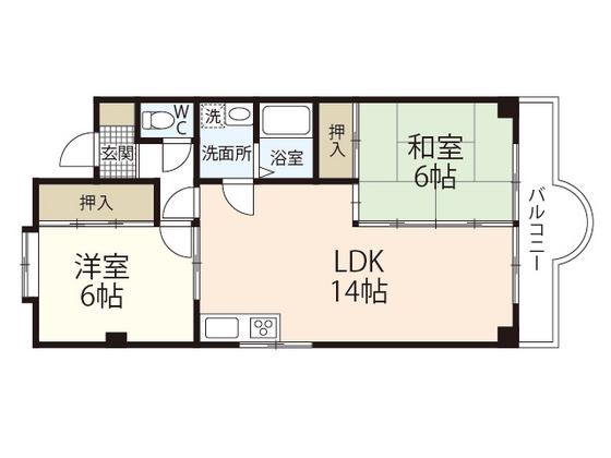 ハイネス吉信(2LDK/2階)の間取り写真