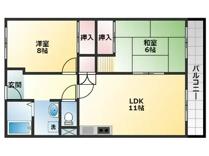 ノースコーポ(2LDK/1階)の間取り写真