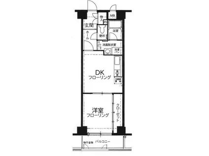 高陽院ハイツ(1LDK/5階)の間取り写真