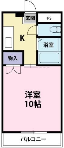 パールメゾンII(1K/2階)の間取り写真