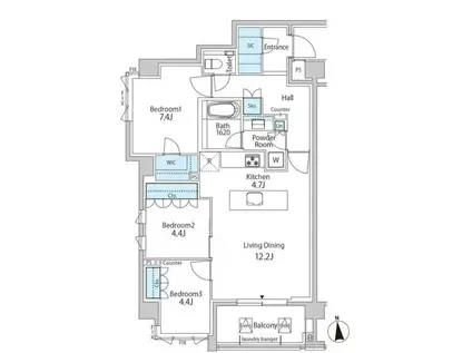 グリーンレジデンス赤坂(3LDK/4階)の間取り写真