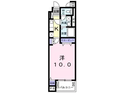 オークリーフヴィレッジ(1K/3階)の間取り写真