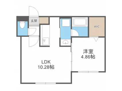 シエル麻生(1LDK/1階)の間取り写真
