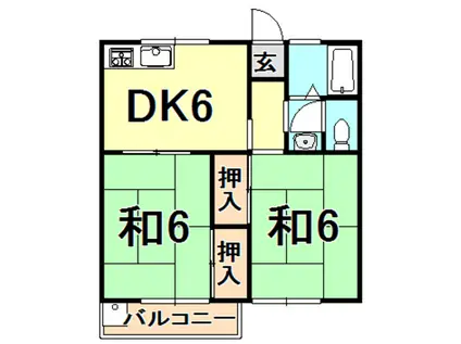 株元ハイツ(2DK/1階)の間取り写真