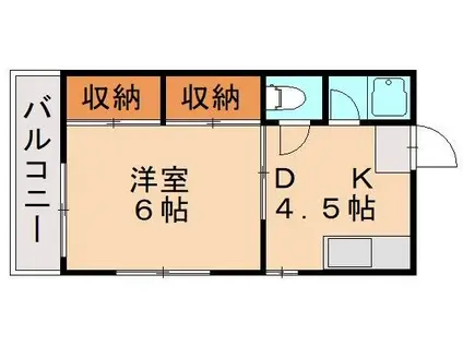 ライフピュア大浦(1DK/2階)の間取り写真