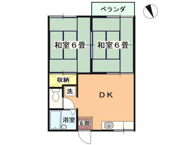 ガーデンヒルズ石田(2DK/2階)の間取り写真