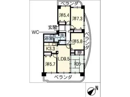 モアグレース苅安賀(5LDK/3階)の間取り写真