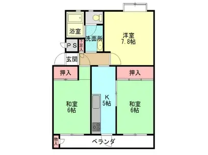 京王山田マンションA棟(3K/4階)の間取り写真