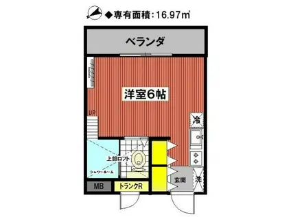 コオポスアペア(ワンルーム/2階)の間取り写真