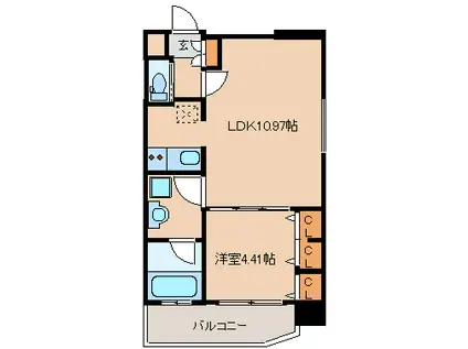 レジディア新大阪II(1LDK/2階)の間取り写真