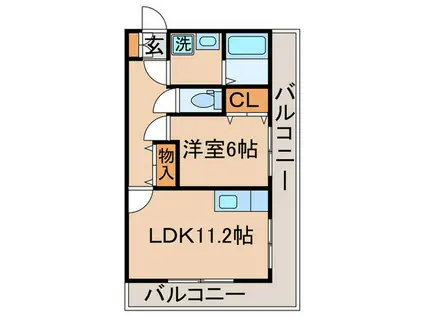 D-ハウス6(1LDK/2階)の間取り写真
