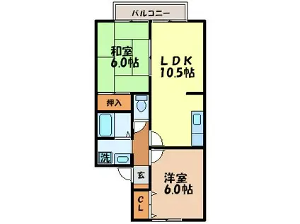 セジュール小野田(2LDK/2階)の間取り写真