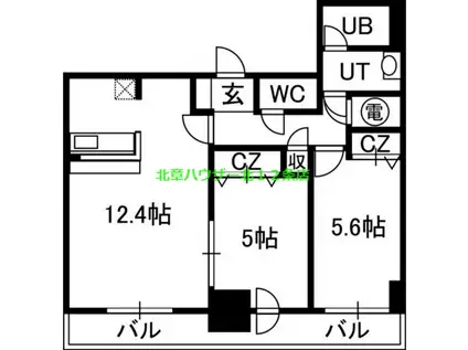 アルファタワー札幌南4条(2LDK/5階)の間取り写真