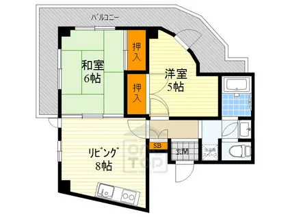 サンロイヤル高塚(2DK/1階)の間取り写真