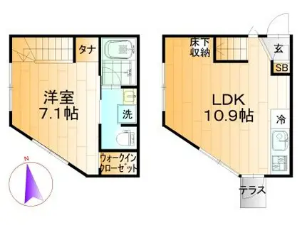 キングハウス阿佐ヶ谷南(1LDK/1階)の間取り写真