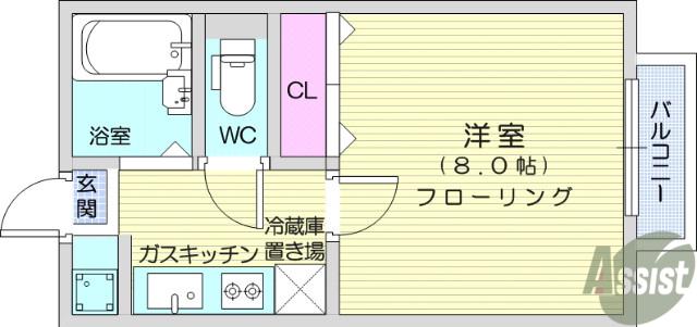 Kハウス(1K/1階)の間取り写真
