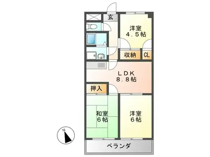 グリーンヒル(3LDK/4階)の間取り写真
