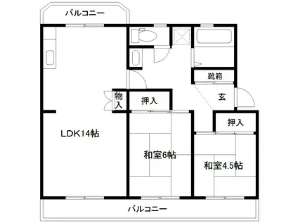 白山荘(2LDK/1階)の間取り写真