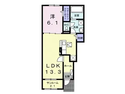 ベルエア上天神C(1LDK/1階)の間取り写真