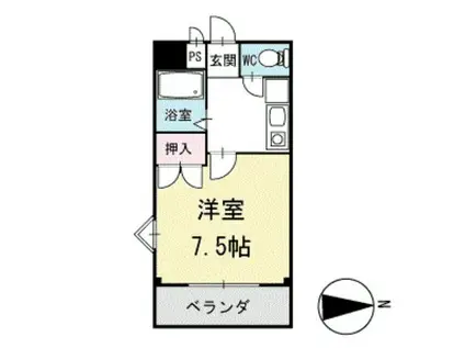 竜美丘シャイン(1K/2階)の間取り写真