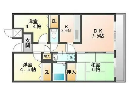 井吹東シティコート(3DK/3階)の間取り写真