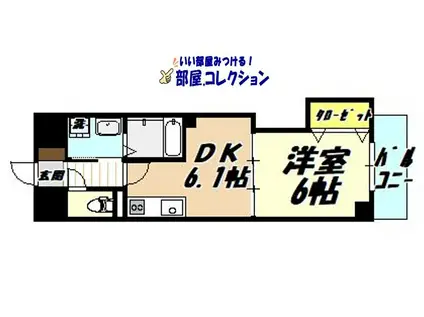 THE SQUARE・SUITE RESIDENCE(1DK/6階)の間取り写真