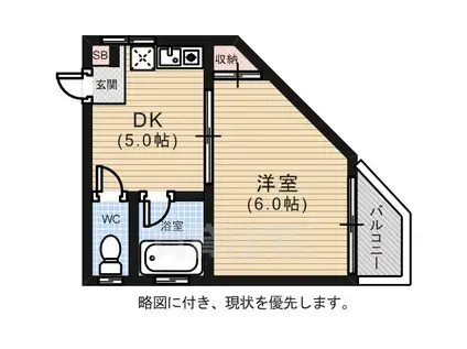 第6大津ビル(1DK/2階)の間取り写真