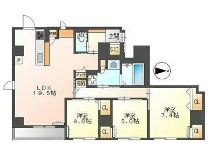ESQUINA(3LDK/4階)の間取り写真