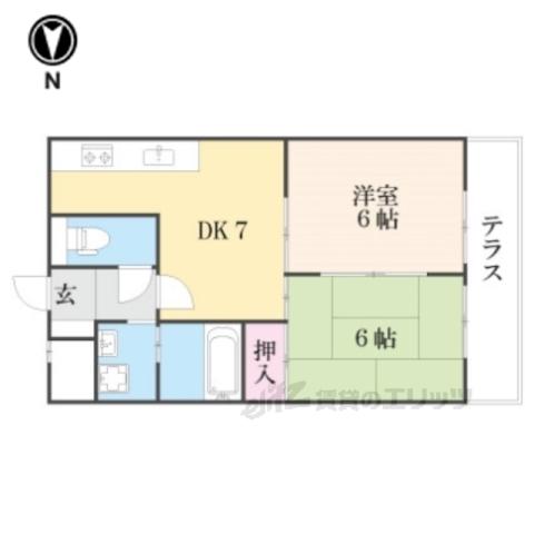エクセレント373(2DK/4階)の間取り写真
