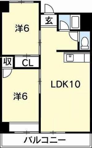里見ビル(2LDK/3階)の間取り写真