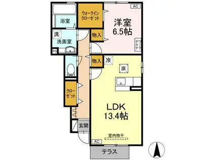 ウェルカムコートY&R A(1LDK/1階)の間取り写真