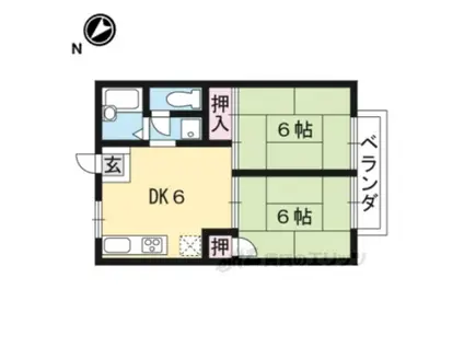 プレジール礒田(2DK/2階)の間取り写真