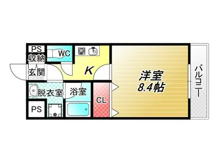 メルディアキューブやえのさと(1K/8階)の間取り写真