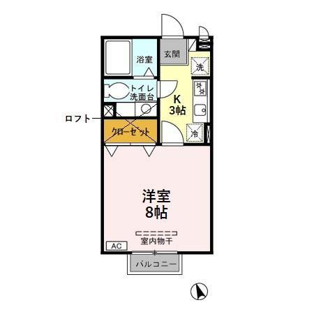 ナカイパレスA(1K/2階)の間取り写真