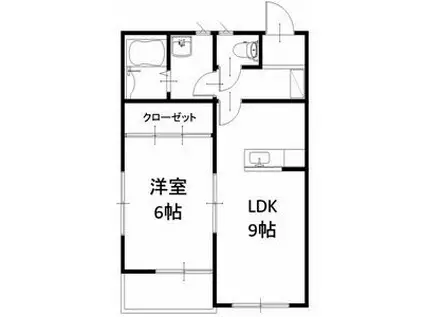 サンハイツ片柳(1LDK/1階)の間取り写真