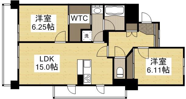 カサ・セグーラ幸町(2LDK/4階)の間取り写真