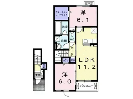 グラン・ソレイユ A(2LDK/2階)の間取り写真