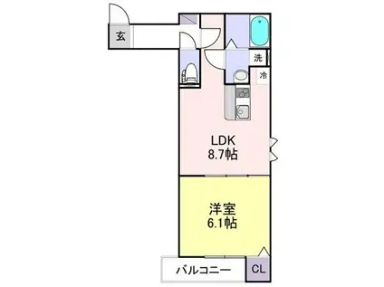 YUU黒砂(1LDK/1階)の間取り写真