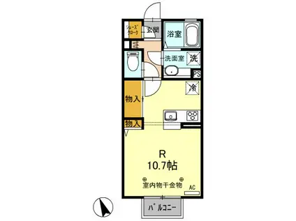 アルフォート A(ワンルーム/2階)の間取り写真