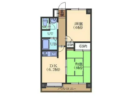 ライオンズマンション函館湯川(2LDK/11階)の間取り写真