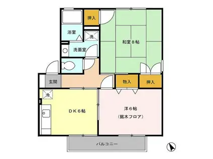 セレナ・スカイティA(2DK/2階)の間取り写真