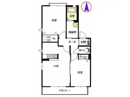 ヒルビレッジ A (2LDK/2階)の間取り写真