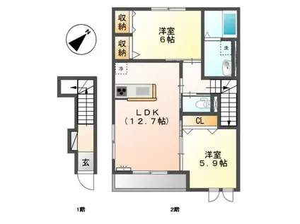 メゾン アイリス(2LDK/2階)の間取り写真