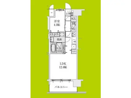 スプランディッド梅田グランノース(1LDK/8階)の間取り写真