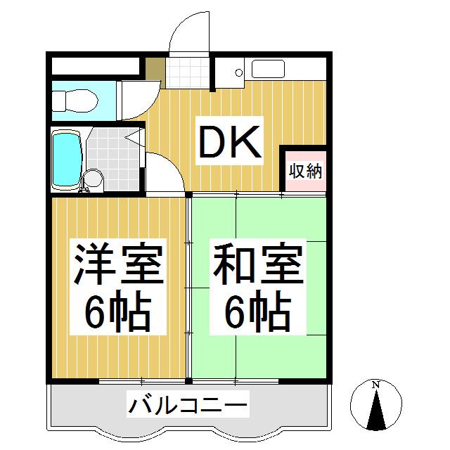 ペガサス座エニフ(2DK/2階)の間取り写真