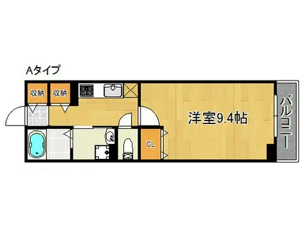 ベルスマイル(1K/2階)の間取り写真