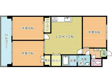 ブランメゾン企救丘(3LDK/3階)の間取り写真