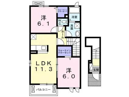 ウエストM(2LDK/2階)の間取り写真