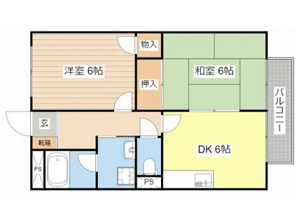ハイランドI(2DK/1階)の間取り写真