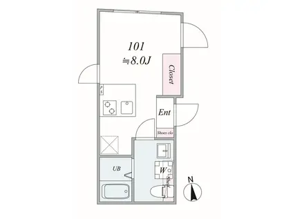 ETERNA FOREST(1K/1階)の間取り写真